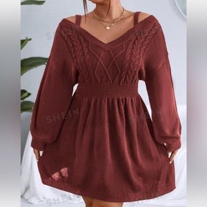 Cable knit sweater dress